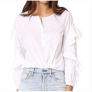 Splendid Ruffle Sleeve Buttondown Shirt White Size Small